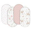 Picture of Gllquen Baby Bassinet Sheets 4 Pack, Breathable Cozy Fitted Mattress Sheet, Elastic Travel Crib Fashionable Floral Pattern, Standard Cradle Safe Sheets for Baby Boy Girls 32"X16"(Deer & Rose)