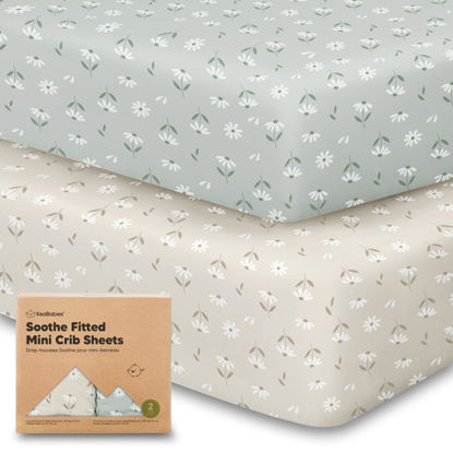 Picture of 2-Pack Mini Crib Sheets Fitted, Pack and Play Sheets - Organic Cotton Pack N Play Sheets for Pack and Play Mattress, Playard Baby Crib Sheets, Jersey Crib Sheets Neutral for Boys, Girls (Daisies)