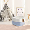 Picture of COMFY-HOMI Cotton Rope Woven Basket with Handles for shelf，Toy, Book, Cloth Storage Basket for Organizing-13.5"X11"X9.5" Storage Bin for Living Room, Newborn or Infant Gift for boy girl （White/blue）