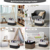 Picture of COMFY-HOMI Cotton Rope Woven Basket with Handles for Shelves,Toys,Book, Cloth Storage Baskets Bin for Organizing-13.5"x11"x9.5" Toy Decorative Organizer for Living Room, Bathroom-White/Dark Grey