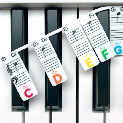 Picture of BEATBIT Piano Note Strips with Solfege (Do Re Mi…), Fit 61/54/49 Key Piano Learning, Removable Piano Keyboard Stickers