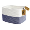 Picture of COMFY-HOMI Medium Cotton Rope Basket With Handles for Shelves|Dog Toy Basket|Baby Basket|Gift Basket Empty for Organizing|NEW Generation 13.5" x 11" x 9.5" for Living Room（Navy Blue）