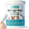 Picture of MEDUWEDU Ear Cleaner Finger Wipes 60 Counts, Dog Ear Cleaner, Grooming Kit Care for Dogs and Cats, Soft & Easy Otic Cleaning Pads, Remove Wax, Dirt & Stop Smelly, Itchy, Non-Irritating, Coconut Scent