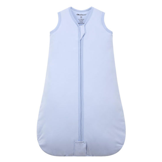 Picture of Mosebears Sleep Sack Baby Winter Wearable Blanket with 2-Way Zipper,2.5 TOG Cotton Sleep Sack Unisex (Fog Blue, 12-18 Months)