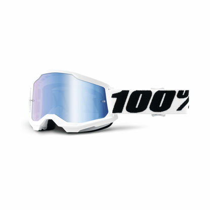 Picture of 100% Strata 2 Motocross & Mountain Bike Goggles - MX and MTB Racing Protective Eyewear (Everest - Mirror Blue Lens)