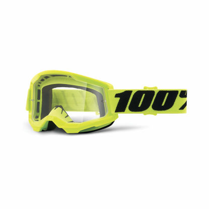 Picture of 100% Strata 2 Motocross & Mountain Bike Goggles - MX and MTB Racing Protective Eyewear (Yellow - Clear Lens)