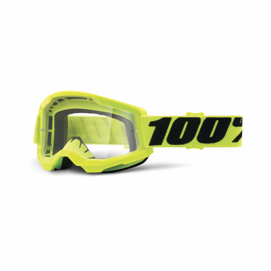 Picture of 100% Strata 2 Motocross & Mountain Bike Goggles - MX and MTB Racing Protective Eyewear (Yellow - Clear Lens)