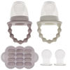 Picture of WeeSprout Silicone Baby Food Feeders + Freezer Tray for Batch Prep, Set of 2, Introduce New Foods Safely, Double as Teething Toys, Includes 2 Extra Pouches & Travel Lids, Dishwasher Safe