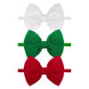 Picture of YanJie HAIRBAND for Baby Girls - Christmas Bows Elastic Nylon Headband with Bows - Hair Accessories Infant Toddler - 3 Pack - Red White Green