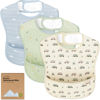 Picture of 3-Pack Waterproof Baby Bibs for Eating - Lightweight Baby Bib with Food Catcher, Mess Proof Toddler Bibs, Waterproof Bibs for Baby Boys, Baby Girls, Feeding Bibs, Drool Bibs, Baby Food Bibs (Vessels)