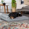 Picture of Furhaven Orthopedic Dog Bed for Large/Medium Dogs w/ Removable Bolsters & Washable Cover, For Dogs Up to 55 lbs - Plush & Almond Print L Shaped Chaise - Gray Almonds, Large