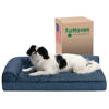Picture of Furhaven Orthopedic Dog Bed for Medium/Small Dogs w/ Removable Bolsters & Washable Cover, For Dogs Up to 35 lbs - Plush & Almond Print L Shaped Chaise - Blue Almonds, Medium