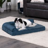 Picture of Furhaven Orthopedic Dog Bed for Medium/Small Dogs w/ Removable Bolsters & Washable Cover, For Dogs Up to 35 lbs - Plush & Almond Print L Shaped Chaise - Blue Almonds, Medium