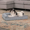 Picture of Furhaven Orthopedic Dog Bed for Medium/Small Dogs w/ Removable Bolsters & Washable Cover, For Dogs Up to 35 lbs - Plush & Almond Print L Shaped Chaise - Gray Almonds, Medium