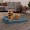 Picture of Furhaven Orthopedic Dog Bed for Large/Medium Dogs w/ Removable Bolsters & Washable Cover, For Dogs Up to 55 lbs - Pinsonic Quilted Paw L Shaped Chaise - Bluestone, Large