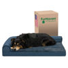 Picture of Furhaven Orthopedic Dog Bed for Large/Medium Dogs w/ Removable Bolsters & Washable Cover, For Dogs Up to 55 lbs - Plush & Almond Print L Shaped Chaise - Blue Almonds, Large