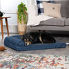 Picture of Furhaven Orthopedic Dog Bed for Large/Medium Dogs w/ Removable Bolsters & Washable Cover, For Dogs Up to 55 lbs - Plush & Almond Print L Shaped Chaise - Blue Almonds, Large