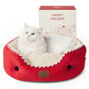 Picture of Bedsure Dog Beds for Small Dogs - Round Cat Beds for Indoor Cats, Washable Pet Bed for Puppy and Kitten with Slip-Resistant Bottom, 20 Inches, Antique Red