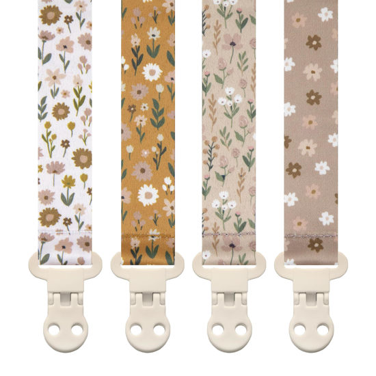 Picture of Stadela Baby Pacifier Clip Leash Soothie Holder for Girl 4 Pack Gift Set Universal Fit
