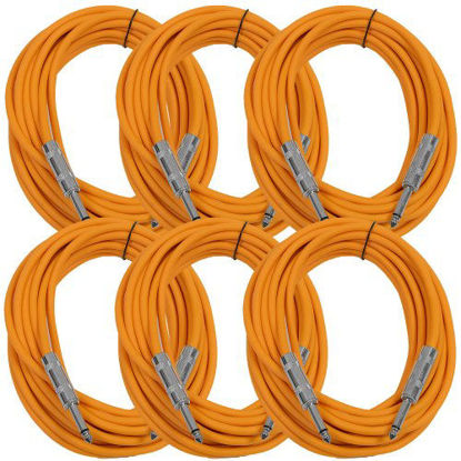 Picture of Seismic Audio - SASTSX-25 (6 Pack) - 25 Foot TS 1/4" Guitar, Instrument, or Patch Cables Orange