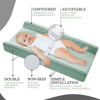 Picture of Organic Cotton Contoured Baby Changing Pad w/Waterproof Foam Mattress, Includes Soft, Removable & Washable Cover, Safety Strap, Non-Slip Bottom, Topper for Standard Size Infant Diaper Table & Dresser