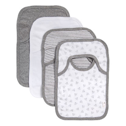 Picture of Burt's Bees Baby - Bibs, 4-Pack Lap-Shoulder Drool Cloths, 100% Organic Cotton with Absorbent Terry Towel Backing (Heather Grey)