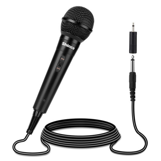 Picture of Shinco Handheld Mic, Cardioid Vocal Dynamic Microphone with 13ft Cable and ON/Off Switch, Plug-in Microphone for Karaoke Singing Machine, AMP, and Speaker