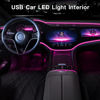 Picture of EL Wire Interior Car LED Strip Lights, 16.5FT USB Neon Glowing Strobing Electroluminescent Wire Lights with 6mm Sewing Edge, Ambient Lighting Kits for Car Home Decorations (Pink)