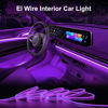Picture of EL Wire Interior Car LED Strip Lights, 16.5FT USB Neon Glowing Strobing Electroluminescent Wire Lights with 6mm Sewing Edge, Ambient Lighting Kits for Car Indoor Decoration (Purple)