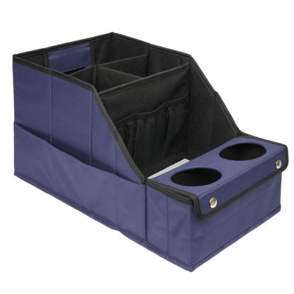 Picture of MULISOFT Car Seat Organizer, Backseat Car Organizer with 11 Storages Compartments and 2 Cup Holders, Blue