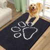 Picture of Smiry Dog Door Mat for Muddy Paws, Absorbent Dirt Trapper Non-Slip Washable Mat, Quick Dry Chenille, Mud Mat for Dogs, Entry Indoor Door Mat for Inside Floor (36x24 Inches, Black)