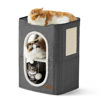 Picture of Bedsure 2-Level Cat House for Indoor Cats - Small Cat Towers with Scratch Pad and Hideaway Condo, Cat Cave Bed Furniture for Multi Pets and Large Cats, 18x14x23 inches, Dark Grey