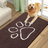 Picture of Smiry Dog Door Mat for Muddy Paws, Absorbent Dirt Trapper Non-Slip Washable Mat, Quick Dry Chenille, Mud Mat for Dogs, Entry Indoor Door Mat for Inside Floor (70x24 Inches, Brown)