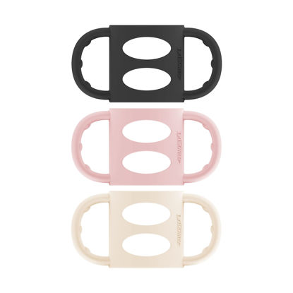 Picture of Dr. Brown’s Milestones 100% Silicone Baby Bottle Handles, Narrow, Black, Light Pink, Ecru, 3 Pack, 4m+