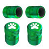 Picture of Tire Valve Stem Caps - 4 Pack Anti-Corrosion Premium Anodized Alloy Tyre Air Valve Caps Cat Dog Paw for Car SUV Bike Green