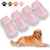 Picture of XSY&G Dog Boots,Waterproof Dog Shoes,Dog Booties with Reflective Strips Rugged Anti-Slip Sole and Skid-Proof,Outdoor Dog Shoes for Small Medium Large Dogs 4Pcs Pink-Size 1