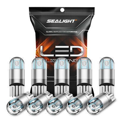 Picture of SEALIGHT 194 LED Bulbs Blue, 168 2825 T10 W5W 3030 Bright LED Chips, Dashboard Light, Dome Light, Map Light, Door Light, Courtesy Light, License Plate Light, Pack of 10