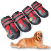 Picture of XSY&G Dog Boots,Waterproof Dog Shoes,Dog Booties with Reflective Strips Rugged Anti-Slip Sole and Skid-Proof,Outdoor Dog Shoes for Medium Large Dogs 4Pcs Red-Size 8