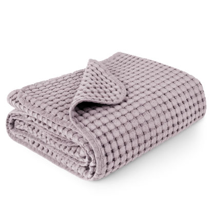 Picture of Konssy Waffle Baby Blankets, Nursery Blankets for Boys Girls, Swaddle Blankets Neutral Soft Lightweight Toddler and Kids Throw Blankets(Purple)