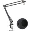 Picture of Mic Stand with Foam Windscreen For Blue Snowball, Suspension Boom Scissor Arm Stand with Pop Filter Cover for Microphones iCE USB Mic by SUNMON