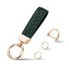 Picture of Genuine Leather Keychains, Handmade Knit Sheepskin Car Key chains for Women, Universal Key Fob Holder with 360 Degree Rotatable, Anti-Lost D-Ring, 2 Keyrings and 1 Screwdriver - Green