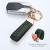 Picture of Genuine Leather Keychains, Handmade Knit Sheepskin Car Key chains for Women, Universal Key Fob Holder with 360 Degree Rotatable, Anti-Lost D-Ring, 2 Keyrings and 1 Screwdriver - Green