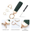 Picture of Genuine Leather Keychains, Handmade Knit Sheepskin Car Key chains for Women, Universal Key Fob Holder with 360 Degree Rotatable, Anti-Lost D-Ring, 2 Keyrings and 1 Screwdriver - Green