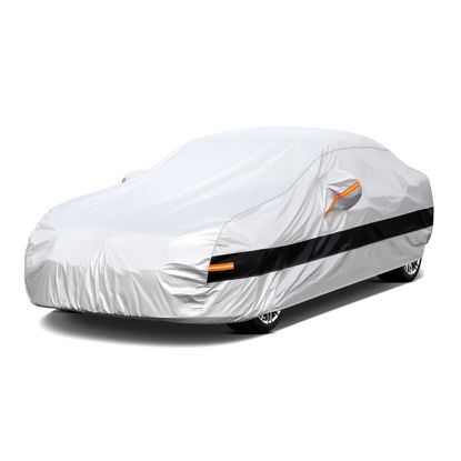 Picture of Holthly 10 Layer Car Cover Waterproof All Weather for Sedan,100% Waterproof Outdoor Car Covers for Automobiles Rain Sun Protection. Custom Fit for Midsized Car Toyota Camry,Honda Accord, etc