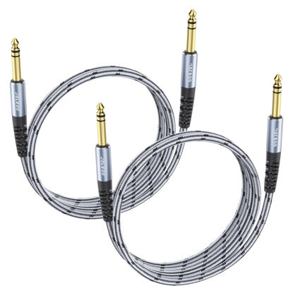 Picture of JOLGOO 1/4 Inch TRS Instrument Cable 3.3 FT 2-Pack, Quarter inch Audio Cable, 6.35 Balanced Interconnect Line for Electric Guitar, Bass, Keyboard, Mixer, Amplifier, Speaker, Electric Mandolin