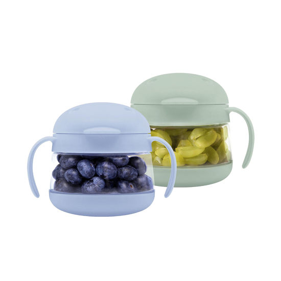 Picture of Ubbi Tweat No Spill Snack Container for Kids, BPA-Free Tritan, Toddler Snack Container, Sage & Blue