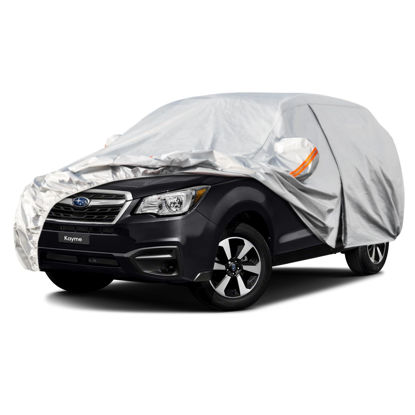 Picture of Kayme 6 Layers SUV Car Cover Custom Fit for Subaru Forester（1997-2024） Waterproof All Weather for Automobiles, Outdoor Full Cover Rain Sun UV Protection.Silver