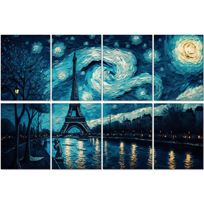 Picture of BUBOS 8 Pack Art Acoustic Panels Self-adhesive Soundproof Wall Panels,48X32Inches Sound Absorbing Panels,Decorative Acoustical Wall Panels, Acoustic Treatment for Recording Studio (Paris Tower)