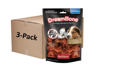Picture of Dreambone Mini Chews with Real Beef, Rawhide-Free Chews for Dogs, Mini, 72 Count (3 Packs of 24 Count)
