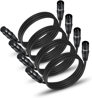 Picture of EBXYA XLR Patch Cable 6 Ft 4 Pack, 3 Pin Male to Female Short Microphone Mic Cable Premium DMX512 Lighting Cable Compatible with Speakers, Mixer, Stage Lighting